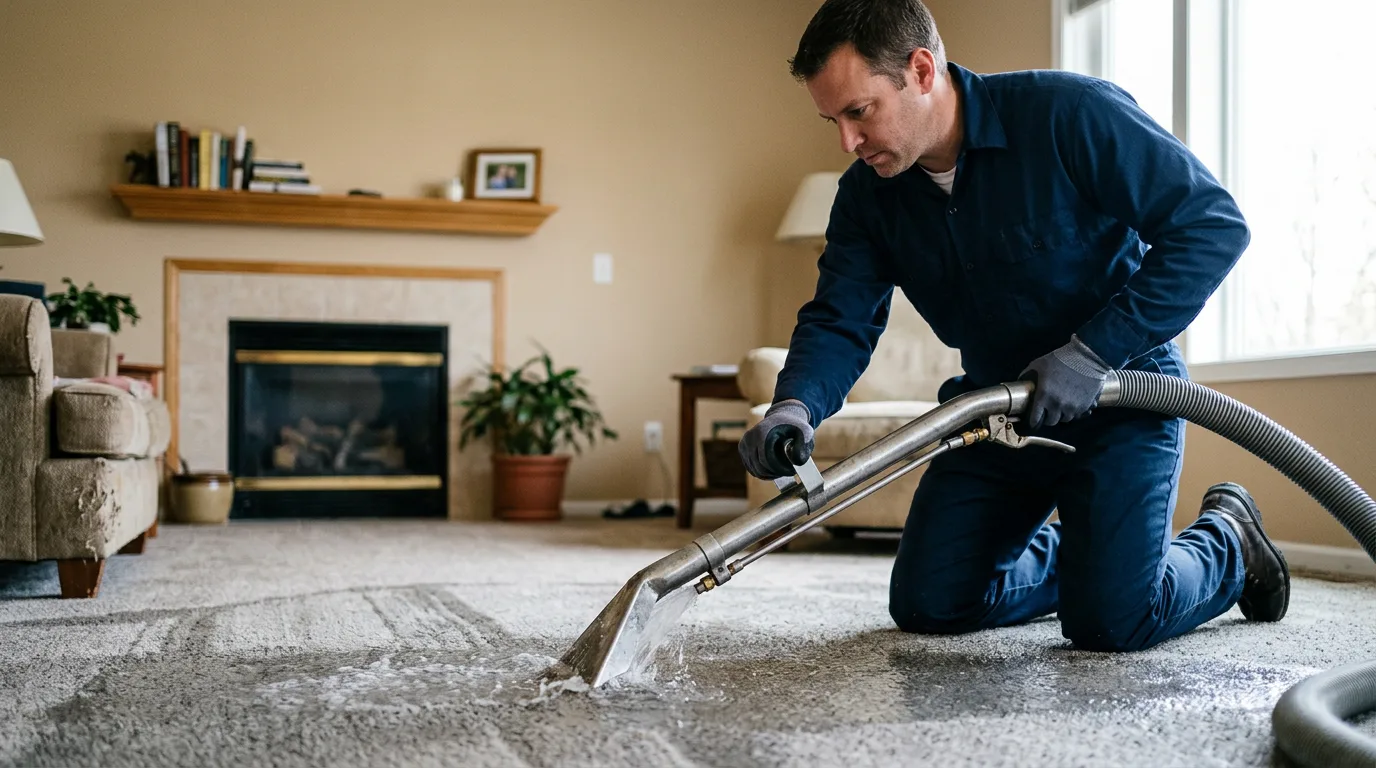 Water damage restoration technician working near Mereta, TX